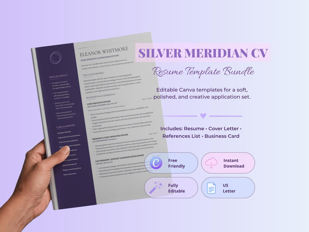 Silver Meridian résumé template preview