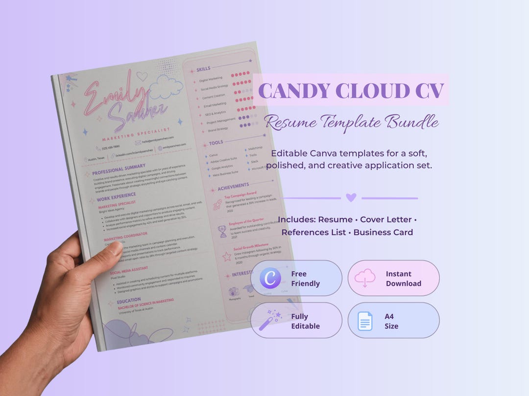 Candy Cloud résumé template bundle preview