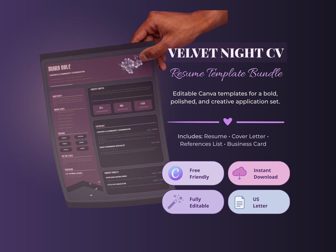 Velvet Night résumé template bundle preview