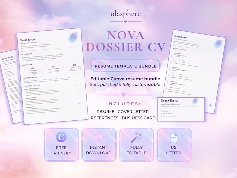 Nova Dossier résumé template bundle preview