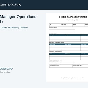 Shift Manager Operations Bundle – Handover Checklists, Logs and Excel Trackers