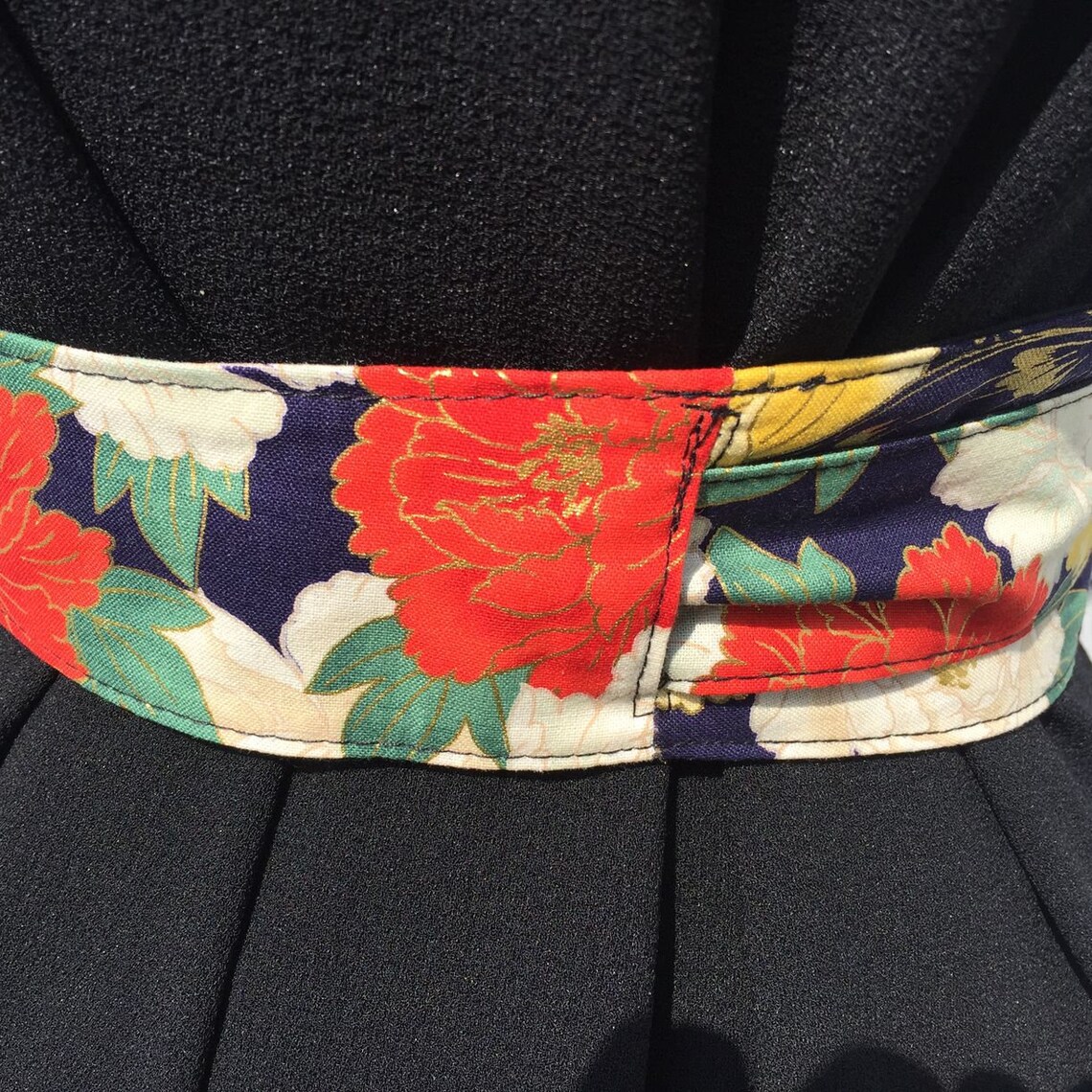 OBI Belt Japanese Fabric Flower and Butterfly Patterns Navy - Etsy
