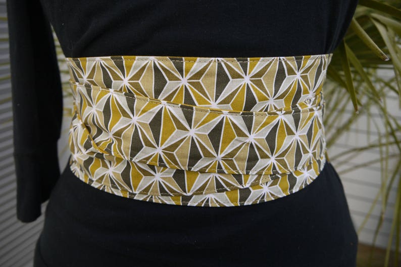 Reversible obi belt geometric patterns and mustard Etsy