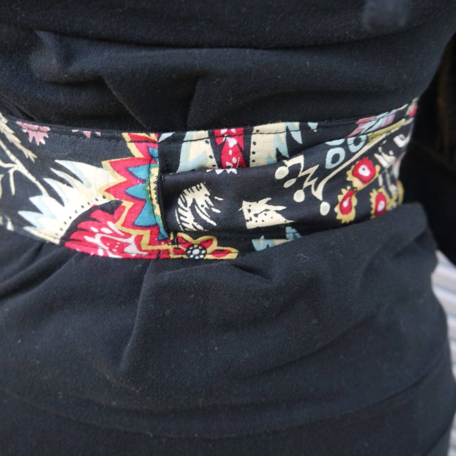 Obi belt style Japanese kimono belt in black reversible cotton Etsy