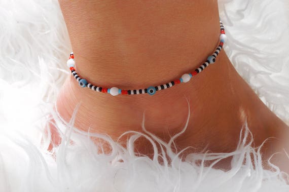 black evil eye anklet