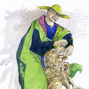 Tarotkaart, grote arcana, La Force, aquarel en inkt