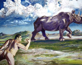 Rhinoceros With Poser On a Plane