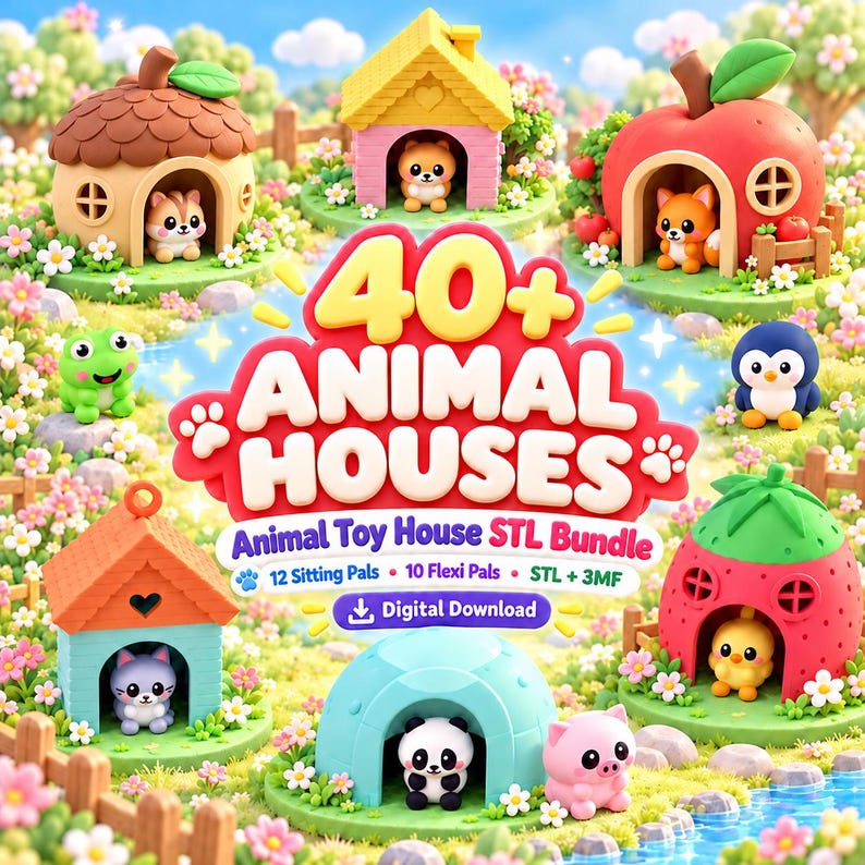 Animal Toy House STL Bundle, 42 Houses + 22 Cute Animals, Flexi ...