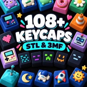 Keycaps STL Bundle, Cherry MX Style Keycap, Shine Through & Artisan 3MF Files