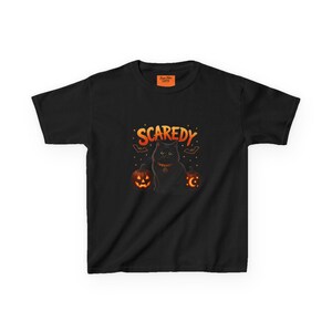 Scaredy Black Cat Kids Tee | Halloween Pumpkin Shirt