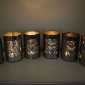 Mr and Mrs Upcycled Wedding Initials Heart Tin Can Top Table Lanterns