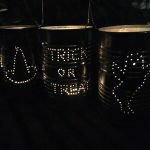 Set of 6 Upcycled Halloween Tin Can Lanterns Decoration image 4