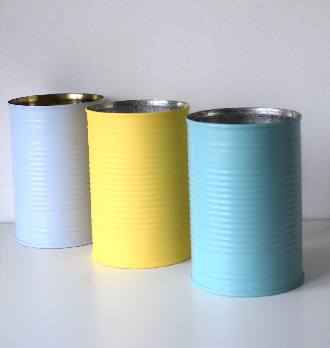 Upcycled Rustic Painted Tin Can Vases Etsy