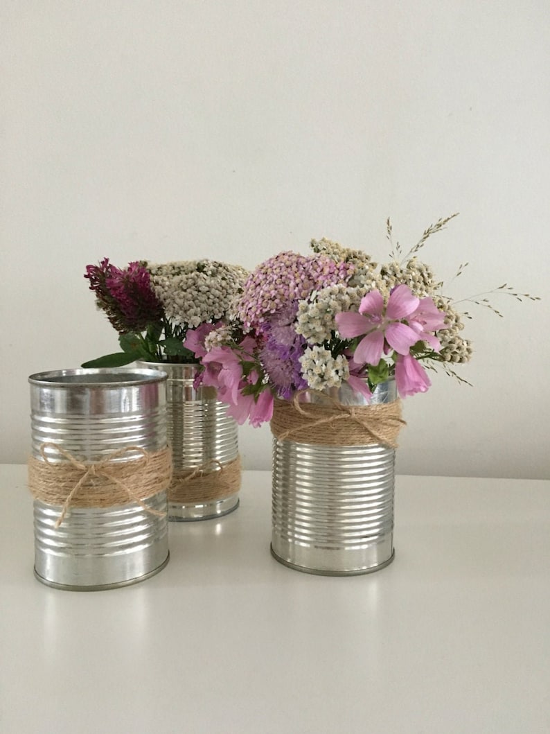 Set of 20 Upcycled Rustic Tin Can Wedding String Wrapped Vases Etsy