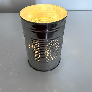 Personalised Ten Year Wedding Anniversary Initials Upcycled Tin Can Lantern image 3