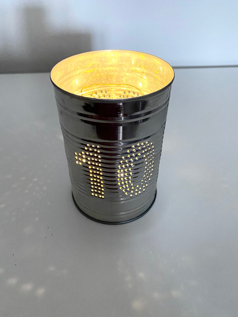 Personalised Ten Year Wedding Anniversary Initials Upcycled Tin Can Lantern image 3