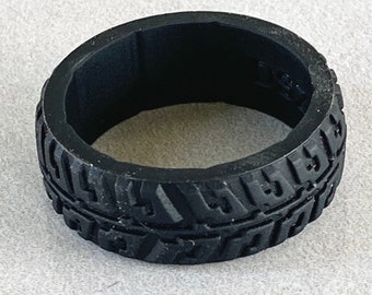 Tire Ring -Black Silicone Tire Ring Band - Tire tread ring - Tire Ring - Men's ring - Father gift Husband Gift Brother Gift Boyfriend Gift