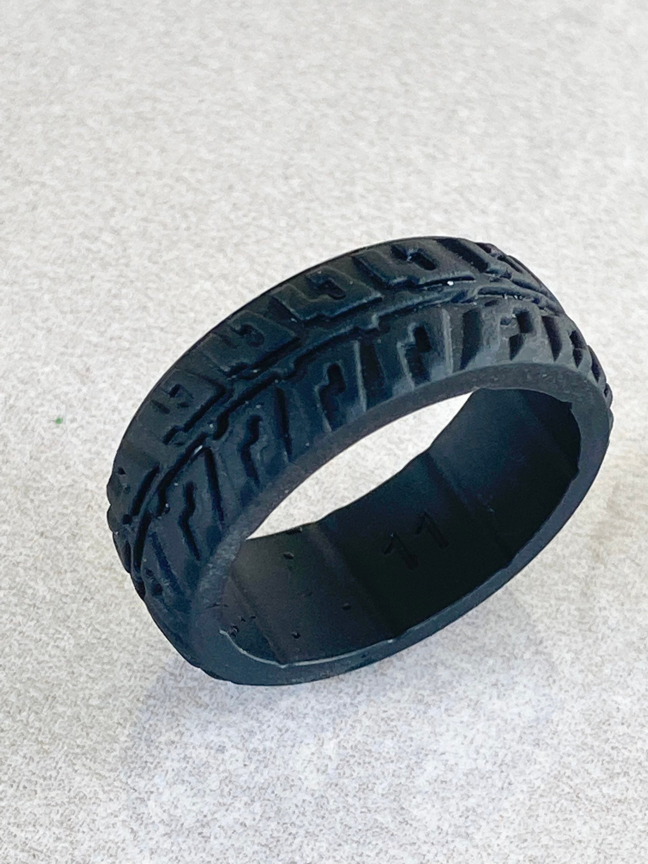 Black Silicone Tire Ring Band Tire Tread Ring Men's Etsy Israel