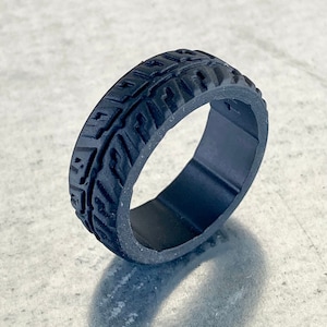 Black Silicone Tire Ring Band - Christmas gift for husband- Birthday gift - Father Christmas gift- Christmas gift - Mechanic gift