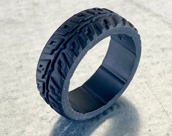 Black Silicone Tire Ring Band - Father’s Day  gift for husband- Birthday gift - Fathe gift- boyfriend gift - Mechanic gift