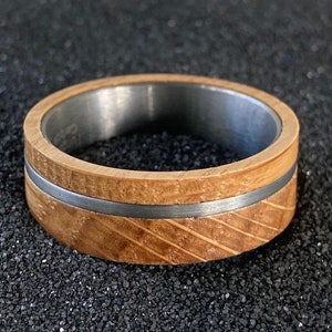 Fathers day Gift- birthday gift for him- Father birthday Gift- Mechanic Gift Whiskey Barrel Ring Tungsten Carbide Rings Father gift