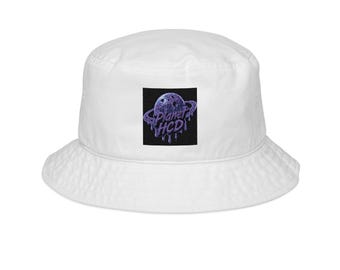 Purple Jellyfish Illustration Bucket Hat | Embroidered Sea Life Hat