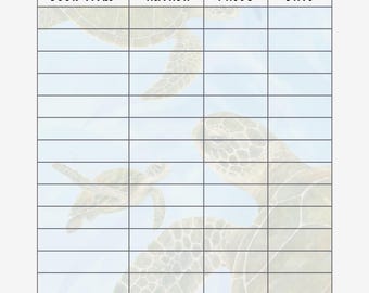 Registros de lectura de la cadena alimentaria de las criaturas marinas (tamaño carta estadounidense)