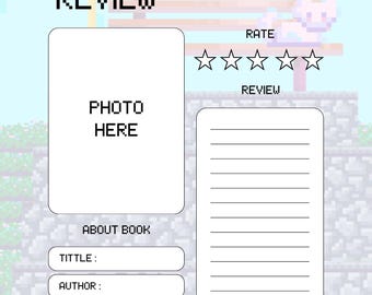 Hojas de reseñas de libros Pixel 80s Vibe (tamaño carta estadounidense)