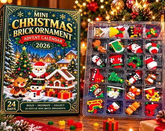 Calendrier de l'Avent de Noël en briques de 24 jours, mini décorations à construire (2026)