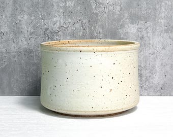 Ceramic Planter with Drainage - Warm White Speckle - Wheel Thrown Planter -FLAW
