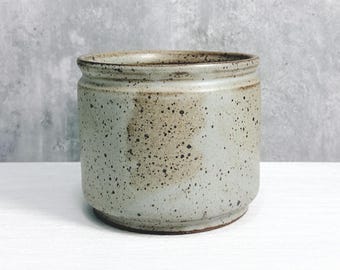 Small Ceramic Planter with Drainage - Matte Gray Speckle - Wheel Thrown Planter