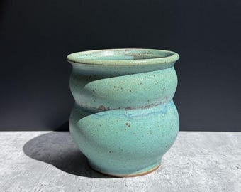 Turquoise Green Bubble Planter - Small Ceramic Planter with Drainage