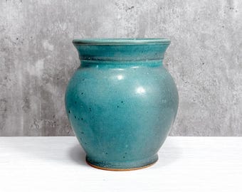 Elegant Vase Style Planter - Matte Turquoise - with Drainage