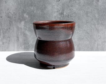 Small Red Ceramic Planter with Drainage - Russet Red Wheel Thrown Plant Pot