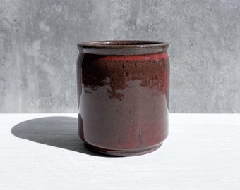 3 Inch Ceramic Planter with Drainage - Mauve Red - Small Wheel Thrown Planter