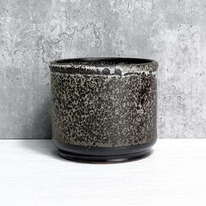 Black and White Ceramic Planter with Drainage - Classic Straight Sided Planter - Oreo Cookie