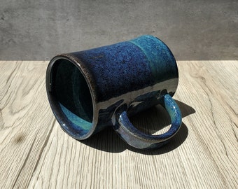 Seconds Sale - Dark Blue Pottery Mug - 10 oz - Wheel Thrown Clay Mug