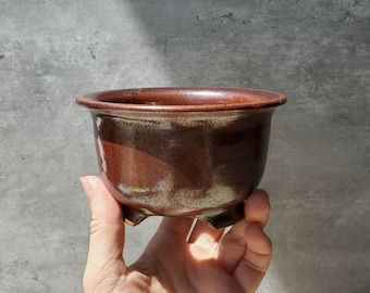 Furan Pot - Neofinetia Falcata Pot - Metalic Red - Ceramic Vanda Orchid Pot - Kokedama Orchid