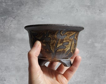 Furan Pot - Neofinetia Falcata Pot - Black Clay - Ceramic Vanda Orchid Pot - Kokedama Orchid - Botanical Design