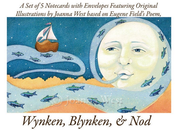 Card Set Wynken Blynken And Nod Original Illustrations Etsy