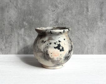 Small Saggar-Fired Planter - Round Bellied Planter with Drainage