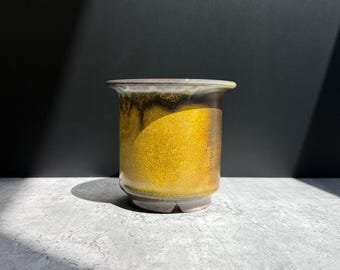 Small Yellow Soda Fired Planter - Wheel Thrown Pot with Drainage