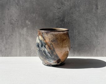 Small Pit-Fired Planter with Drainage - Saggar Artisan Indoor Planter