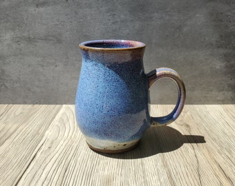 Seconds Sale - Pottery Mug - 12 oz - Tulip Shaped - Blue and Purple