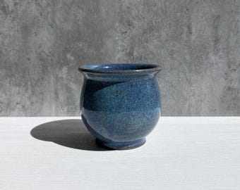 Blue Ceramic Planter with Round Belly and Drainage