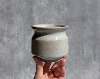 Mini Succulent Planter - White Shino Glaze - Wheel Thrown Artisan Planter with Drainage