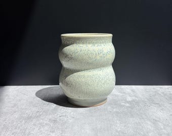 Small Bubble Planter - Yellow Salt over Green Celadon - Narrow Wheel Thrown Pot
