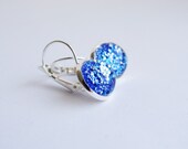 Glitter Blue Dangle Earrings 12 mm