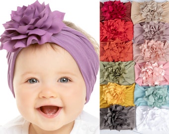 Bandeaux pour bébé, TAILLE UNIQUE tout en nylon, bandeaux pour bébé fille, nœuds pour cheveux bébé, bandeau à fleurs DALIAH, bandeaux pour nouveau-né, nœuds pour filles