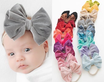 Baby Headbands,Velvet Bows,Nylon Headbands, Baby Headband SET,Infant Toddler Headband, newborn headband, baby girl headbands, KAYLA headband